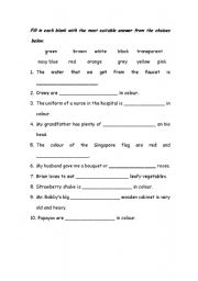 English worksheet: choose a colour for primary 1