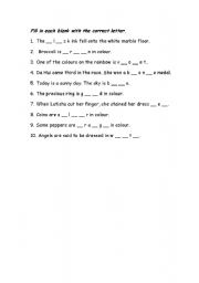 English Worksheet: colours 2