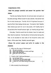 English Worksheet: comprehension mcq