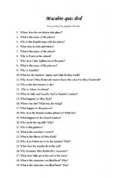 English worksheet: Macabro Quiz 