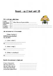 English Worksheet: have- had past tense