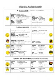 English Worksheet: Describing peoples character