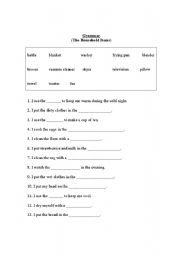 English Worksheet: The Household Items