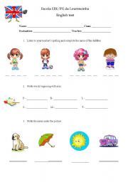 English Worksheet: 3rd and 4th grade test