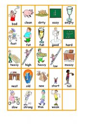 English Worksheet: Opposites card game