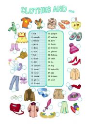 English Worksheet: Clothes and ... (1/3)