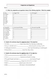 English worksheet: Comparatives and Superlatives