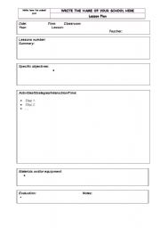 English Worksheet: Lesson plan sample