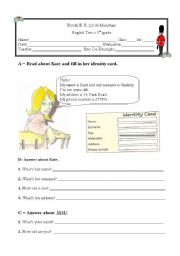 English Worksheet: Test 5th grade  (1 of 3)