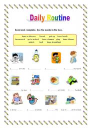 English Worksheet: Daily Routine