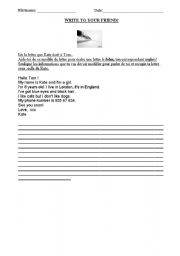 English worksheet:  a letter 