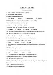 English Worksheet: SUPER SIZE ME 