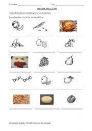 English worksheet: test about food