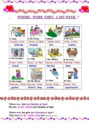 English Worksheet: Where were they last week ? was and were 