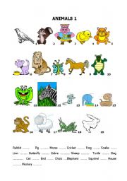 English worksheet: build up your vocabulary - animals 1