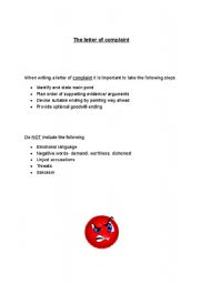 English Worksheet: Letter of complaint