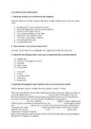 English Worksheet: Accidents and disasters