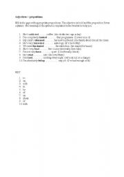 English worksheet: Adjective plus preposition