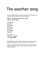 English worksheet: The weather song