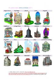 English Worksheet: Flashcard Buildings Set 1