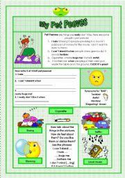 English Worksheet: My Pet Peeves! (Dislikes)