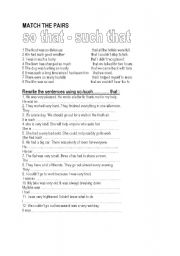 English Worksheet: so-such that