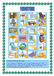 English Worksheet: FURNITURE - MATCHING