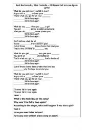 English worksheet: future tense song