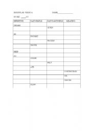 English worksheet: Irregular verbs test