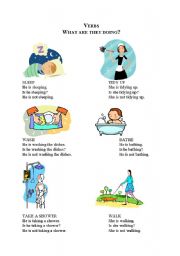 English Worksheet: What are they doing? - verbs