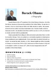 English Worksheet: Obama Biography