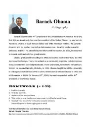 English Worksheet: Obama Biography