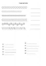 English Worksheet: numbers up to 20 - count and write