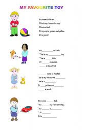 English Worksheet: A GUIDED WRITING  ABOUT FAVOURITE TOYS