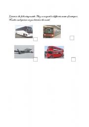 English worksheet: the sounds of transports