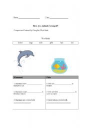 English worksheet: Whales/dolphins vs. fish