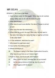 English Worksheet: Mr Bean Episode 2