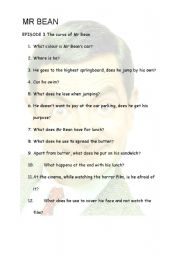 English worksheet: Mr Bean Episode 3