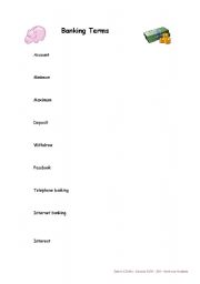 English Worksheet: UK Banking Vocabulary