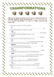 Transformation sentences for CAE or CPE students