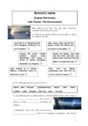 English Worksheet: The day after tomorrow - vocabulary exercises