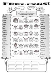 English Worksheet: FEELINGS! - vocabulary set for intermediate and upper-intermediate students (2 pages +keys)different vocabulary activities