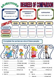 English Worksheet: ADJECTIVES - DEGREES OF COMPARISON