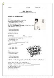 English Worksheet: New Years Day Worksheet