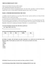 English Worksheet: Personality Test