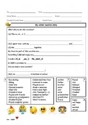 English Worksheet: My Winter Vacation Story