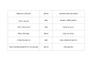 English Worksheet: Defining relative clauses - cut up sentences