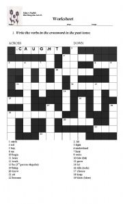 English Worksheet: Crossword in Past Tense