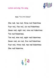 English Worksheet: valentine song