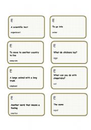 English Worksheet: Alphabet game- letter E